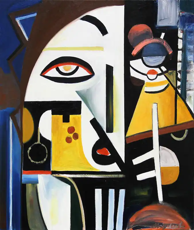M. Cieśla: "Abstraktes Porträt 43", Original/Unikat, Expressionistisches Ölgemälde Top-Preis