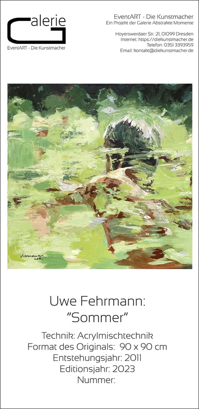 Uwe Fehrmann: "Sommer", Sonderedition, Monatsgemälde als Kunstdruck, Nr. 2/250 Expressversand