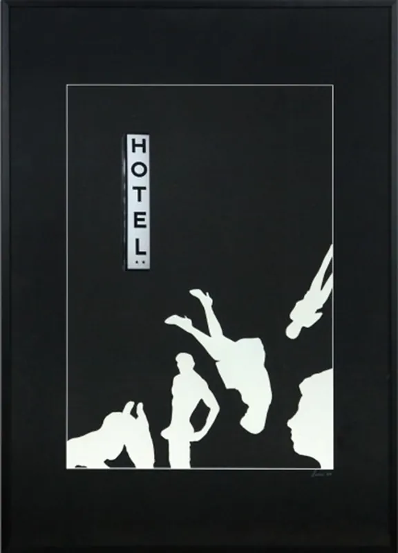 Surrealistische Collage, F. Lorenz: "Menschen im Hotel" (A) Wochenendangebot