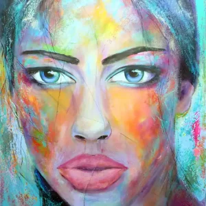 M. Rathje: "Faces 04", moderne Malerei, Originalgemälde (Unikat)(A) Ausverkauf