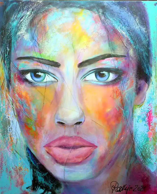 M. Rathje: "Faces 04", moderne Malerei, Originalgemälde (Unikat)(A) Ausverkauf