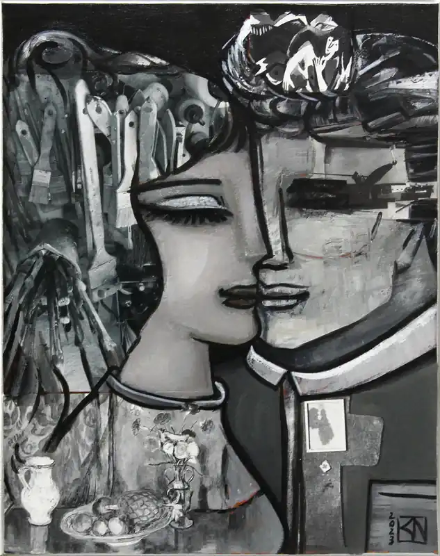 Moderne Kunst: "Monochrome Sinnlichkeit III", K. Namazi, Original/Unikat Kostenfreie Lieferung