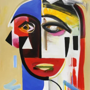 Super-Preis M. Cieśla: "Abstraktes Porträt 42", Original/Unikat, Expressionistisches Ölgemälde