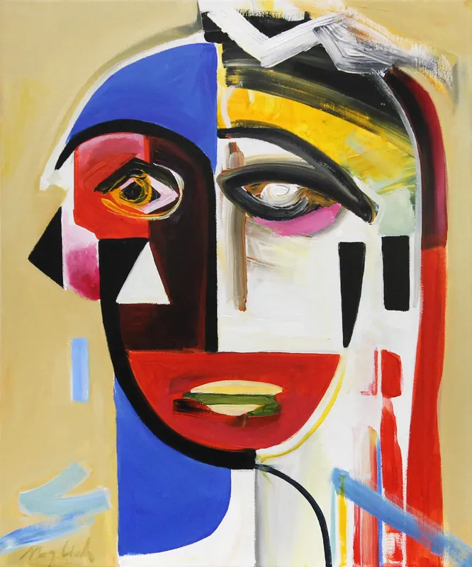Super-Preis M. Cieśla: "Abstraktes Porträt 42", Original/Unikat, Expressionistisches Ölgemälde