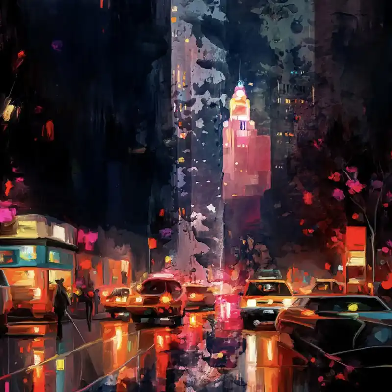 Sonderangebot Moderne Pop Art: "New York Straßenszene", H. Mühlbauer-Gardemin, Original/serielles Unikat