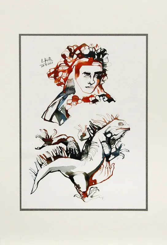 Neu L. Roth: "Seltsame Freundschaft". originale Grafik/Zeichnung (Unikat)