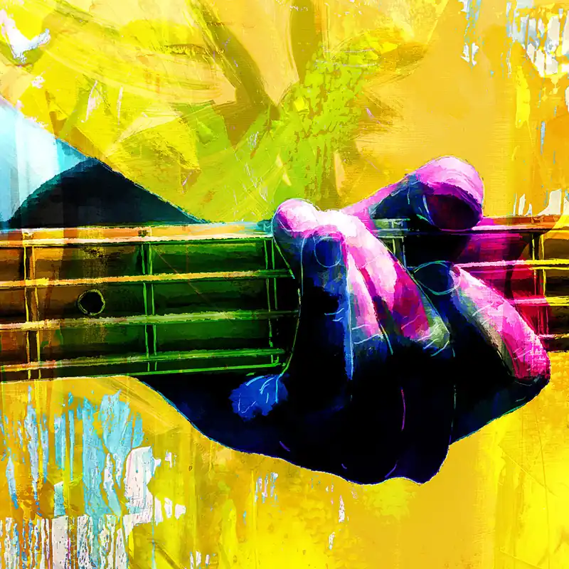 Moderne Pop Art: Bass Player II, H. Mühlbauer-Gardemin, Original/serielles Unikat Preis Gesenkt