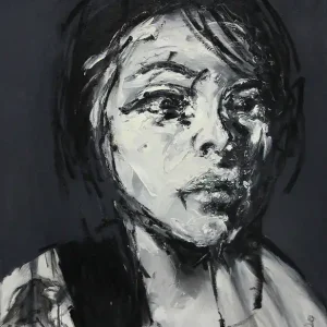 Schneller Versand J.J. Piezanowski: Elaine, l'impossible retour, neoexpressionistisches Porträt, Original/Unikat