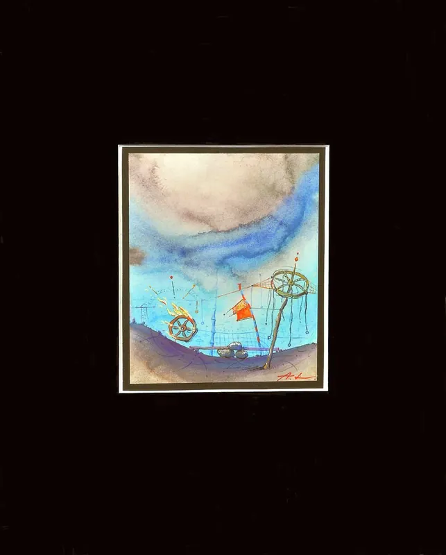 A. Larrett: Das Spiel mit dem Feuer-2, Tempera auf leinkaschiertem Papier, Original (Unikat) Preisknaller