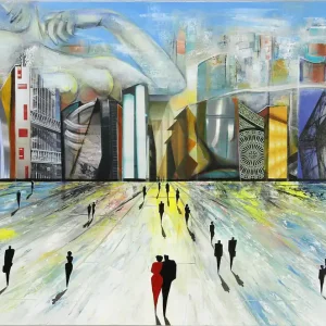Direktkauf Unikat, modernes Gemälde, K. Namazi: City of Dreams I, Original