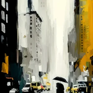 Highlight Moderne Pop Art: New York with Umbrella, H. Mühlbauer-Gardemin, Original/serielles Unikat