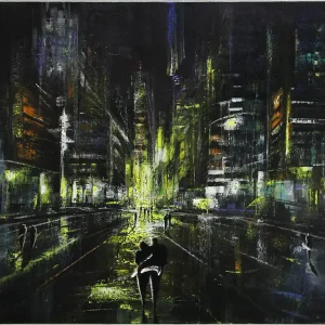 Acrylgemälde: Nachtbasar I, K. Namazi, Original/Unikat Billig