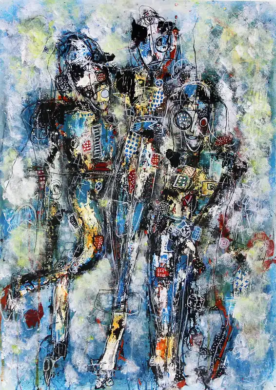 Markenware I. Schmidt: "We are all connected", zeitgenössische Grafik/Malerei, Original/Unikat (A)
