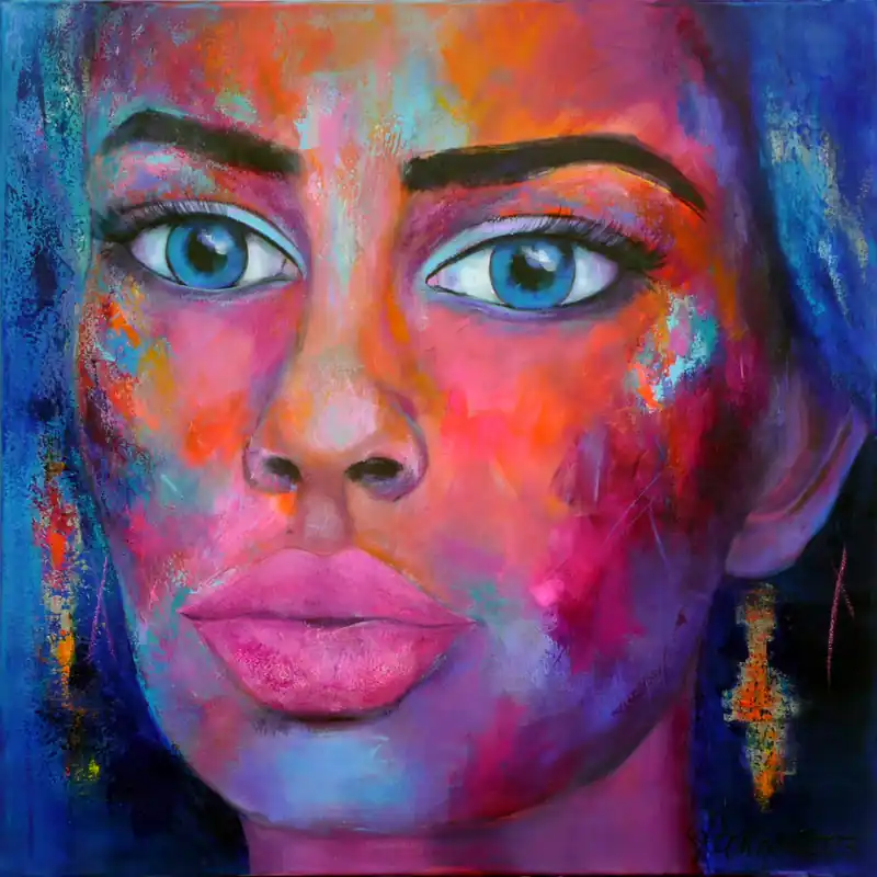 M. Rathje: Faces 11, moderne Malerei, Originalgemälde (Unikat) Saisonangebot