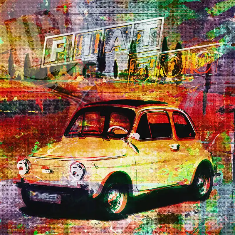 Echt Kunstdruck, signiert: Fiat 500, Holger Mühlbauer-Gardemin, Edition, Nr. 1/100
