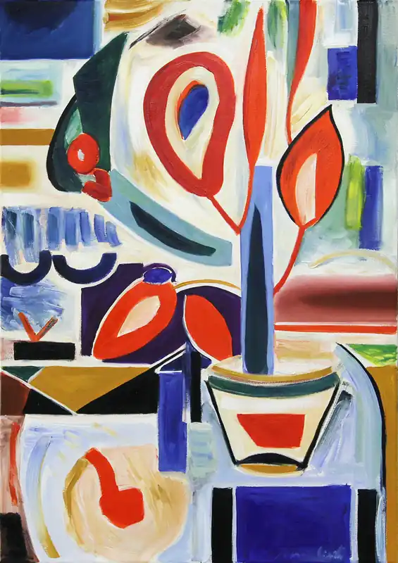 Ausverkauf M. Cieśla: Form von Blumen, Original/Unikat, Expressionistisches Ölgemälde