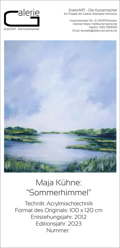 Maja Kühne: Sommerhimmel, Sonderedition, Monatsgemälde als Kunstdruck, Nr. 1/250 Finale Aktion