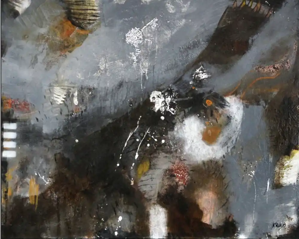 Gratis Versand Acrylmalerei abstrakt. M.Rick: "ohne Titel (braun)" (A)