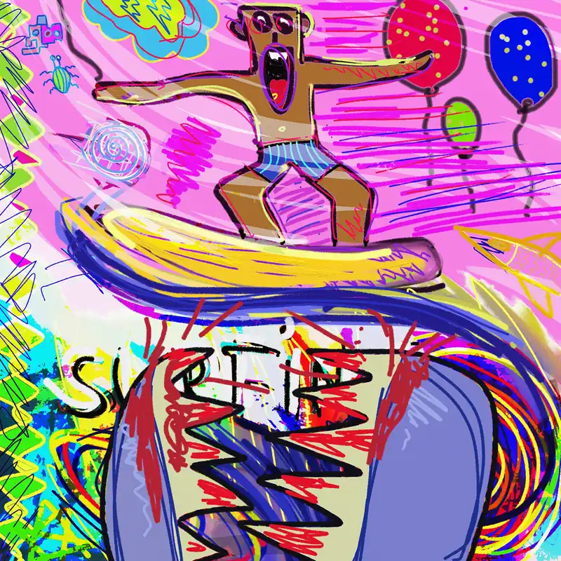 Moderne Pop Art: Surfer of death, H. Mühlbauer-Gardemin, Original/serielles Unikat Angebot