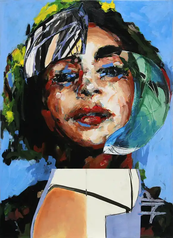 Sichere Zahlung J.J. Piezanowski: Les effluves, neoexpressionistisches Porträt, Original/Unikat