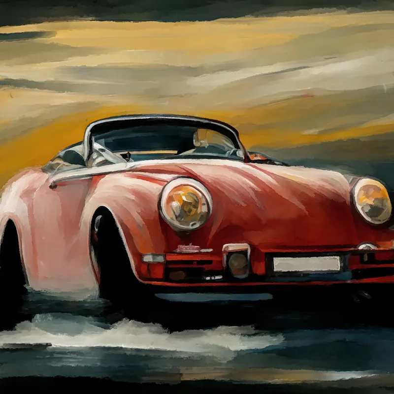 Kostenfreie Lieferung Kunstdruck, signiert: Roter Porsche, Holger Mühlbauer-Gardemin, Edition, Nr. 1/100