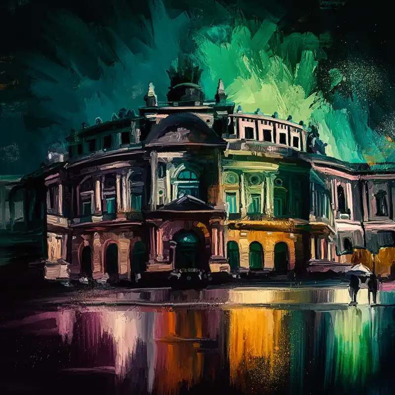 Moderne Pop Art: Semper Oper, H. Mühlbauer-Gardemin, Original/serielles Unikat Geprüft
