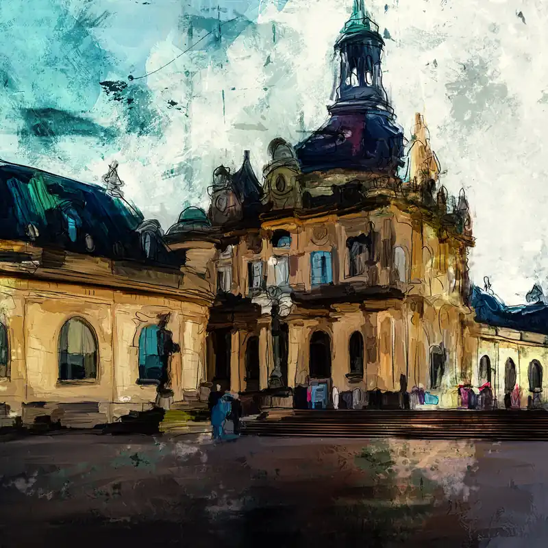 Schnäppchen Moderne Pop Art: Dresden Architektur Anmutung, H. Mühlbauer-Gardemin, Original/serielles Unikat