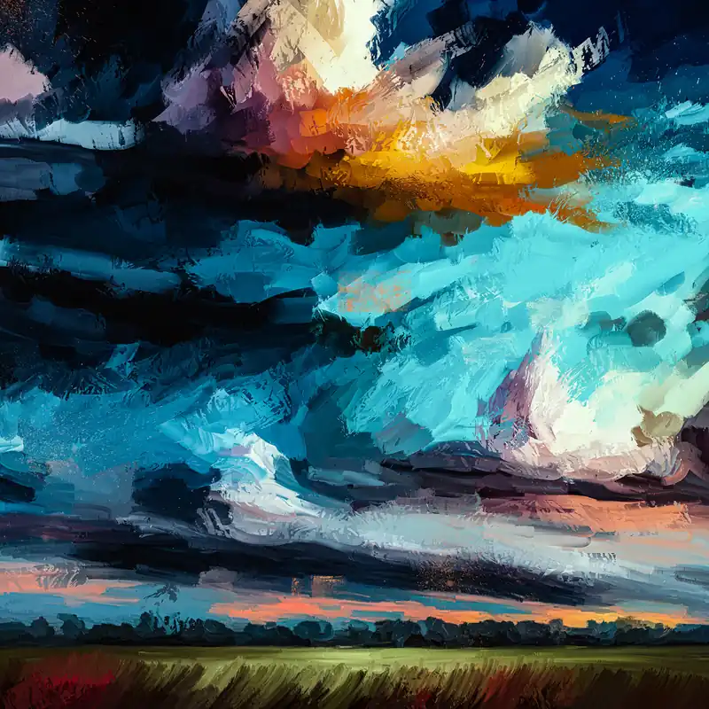 Moderne Pop Art: Nach dem Gewitter, H. Mühlbauer-Gardemin, Original/serielles Unikat Schneller Versand