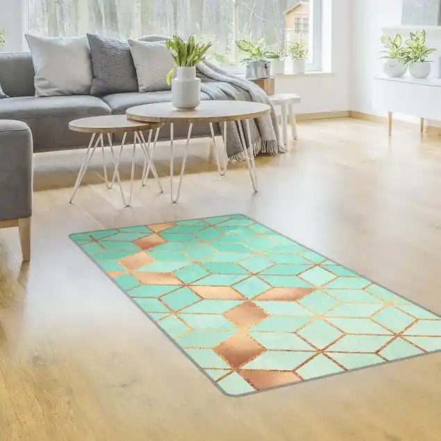 Schneller Versand Türkis Weiß goldene Geometrie