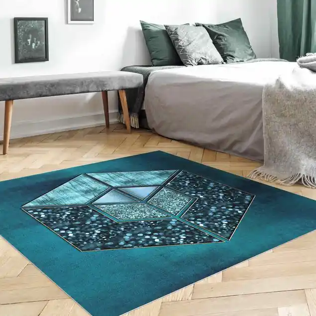 Top-Preis Blaues Hexagon mit Goldkontur