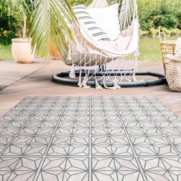 Begrenztes Angebot Fliesenmuster Stern Geometrie graublau