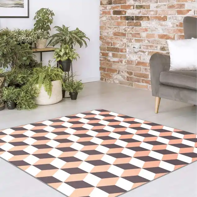 Geometrischer Fliesenmix Würfel Orange Nur Heute