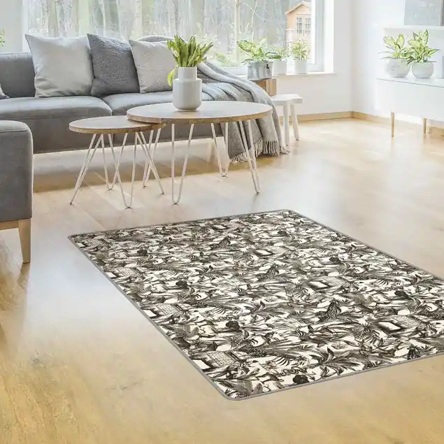 Elefanten Giraffen Zebras und Tiger schwarz-weiß mit Braunton Direktkauf