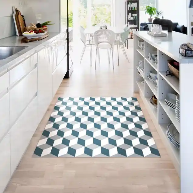 Sofort Bestellen Geometrischer Fliesenmix Würfel Blaugrau