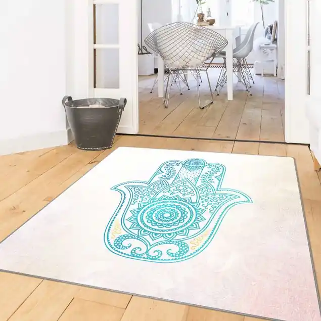 Aktuell Hamsa Hand Illustration Mandala gold blau