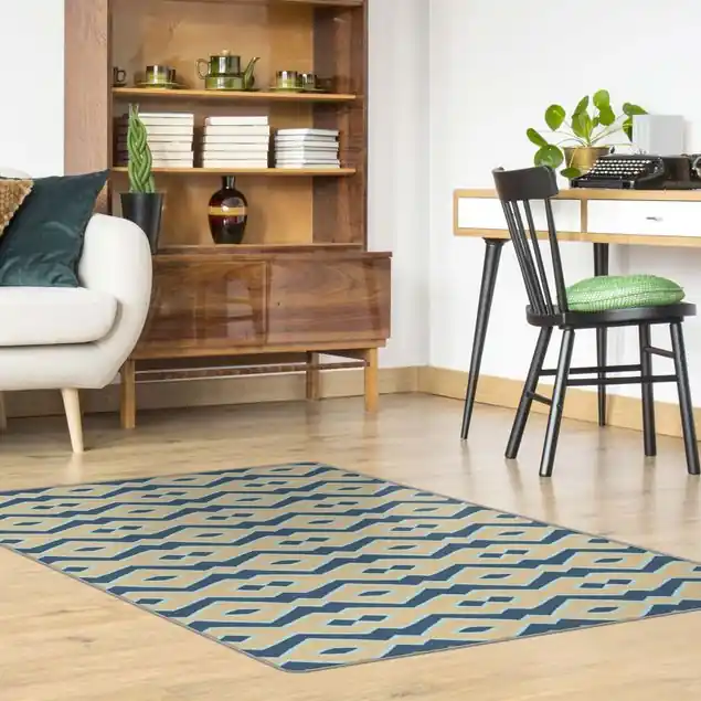 Zickzack Linien Beige Blau Ausverkauf