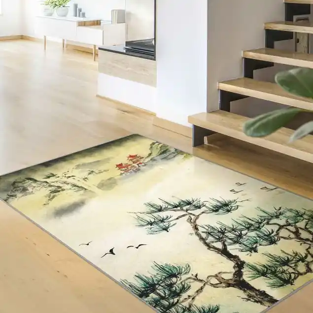 Solange Der Vorrat Reicht Japanische Aquarell Zeichnung Kiefer und Bergdorf