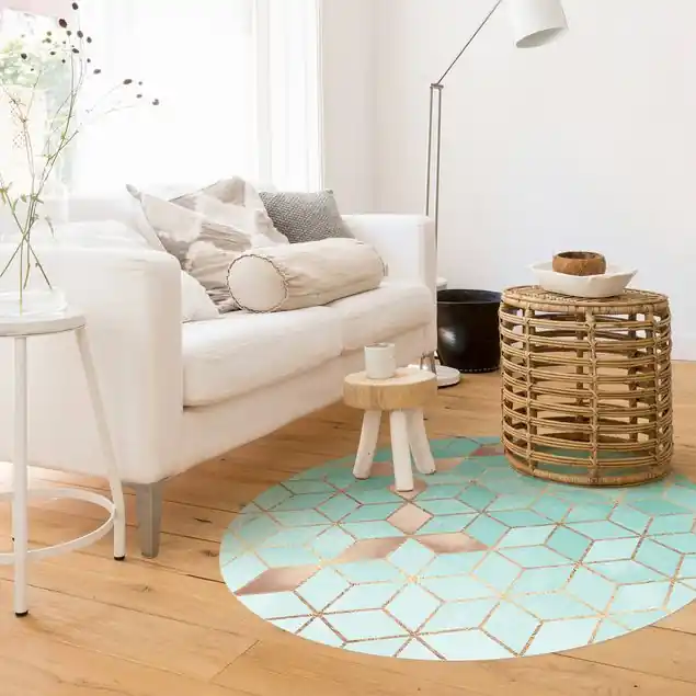 Türkis Weiß goldene Geometrie Schnäppchen