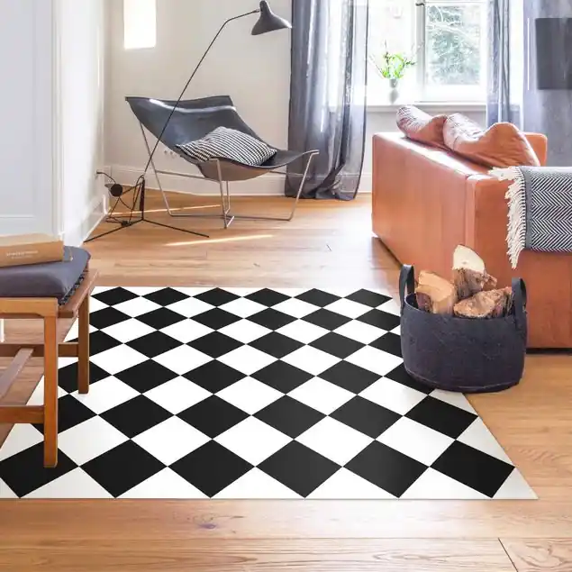 Geometrisches Muster gedrehtes Schachbrett Schwarz Weiß Online Kaufen