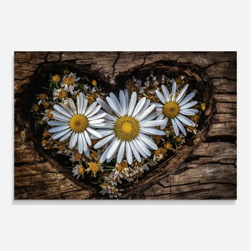 Zertifiziert Glasbild Heart Shaped Daisy