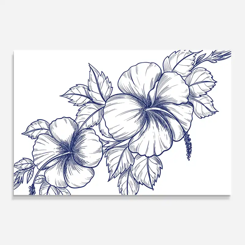Abverkauf Glasbild Dark Blue Line Flower