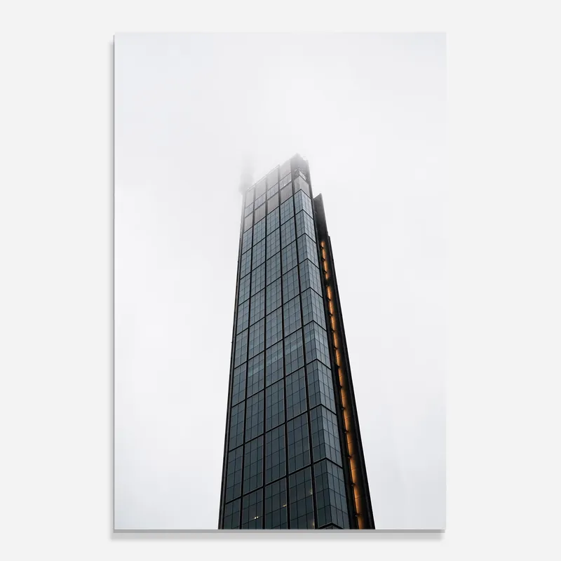 Echt Glasbild Foggy High Building