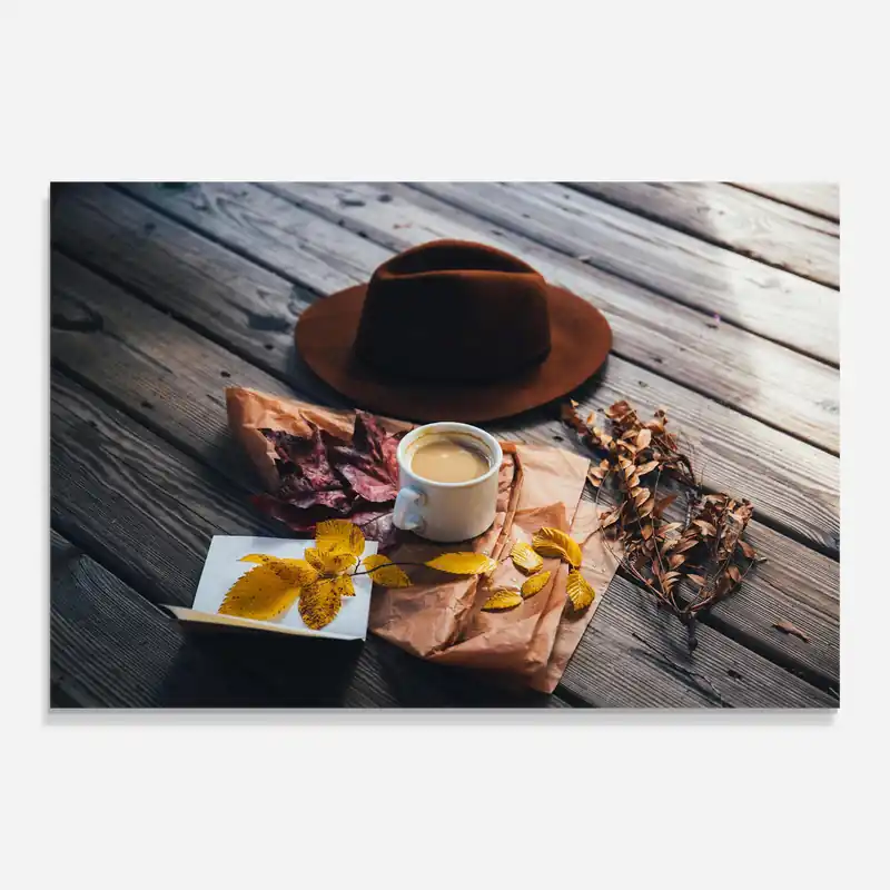 Glasbild Autumn Coffee Vibe Echt