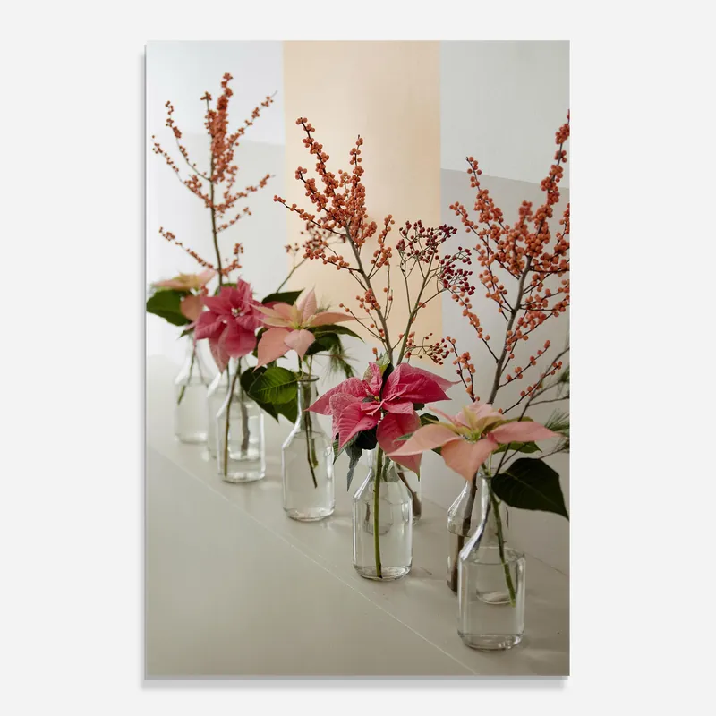 Aktuell Glasbild Pink Red Flower Vase