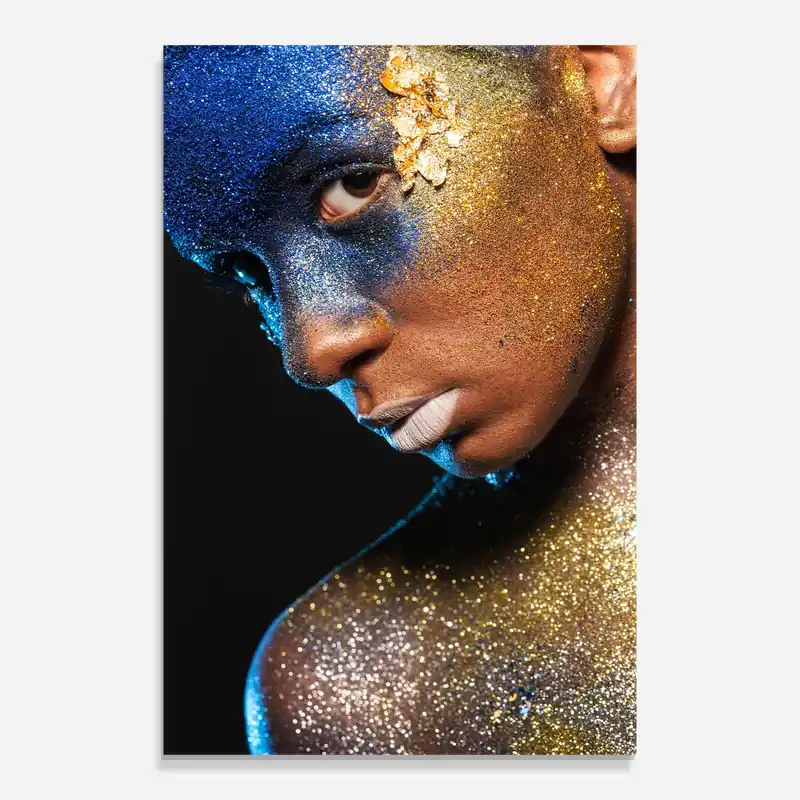 Abverkauf Glasbild Golden Blue Glitter