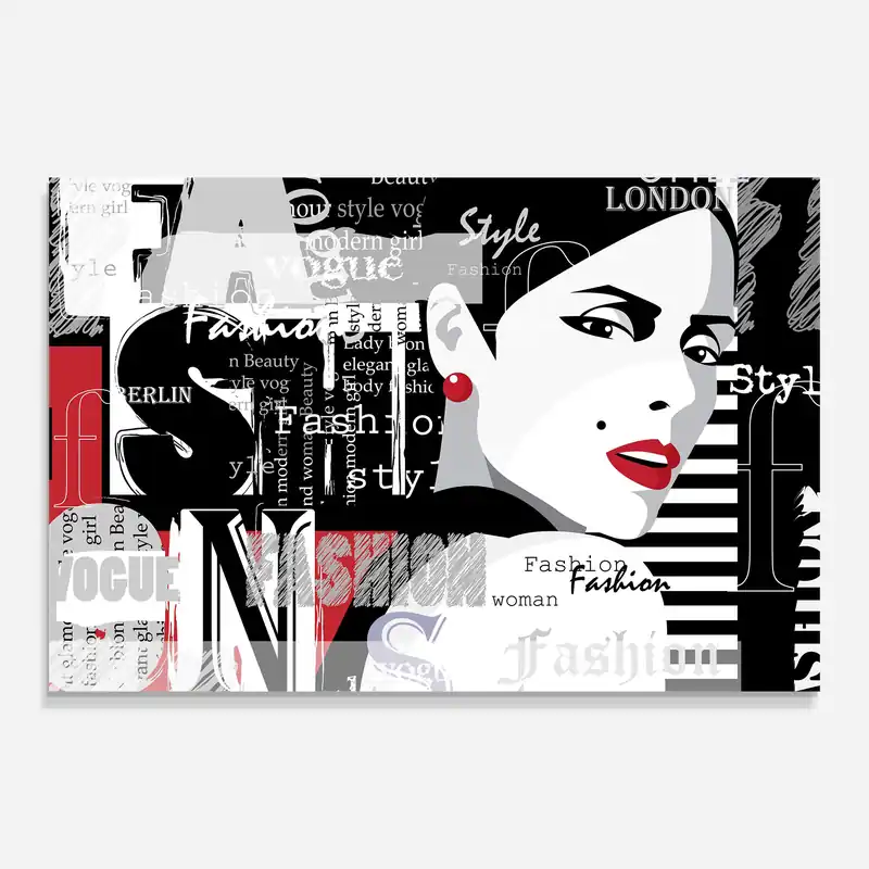 Direktkauf Glasbild London Fashion Collage