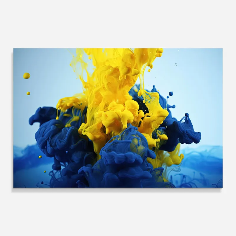 Glasbild Blue Yellow Smoke Preisreduziert