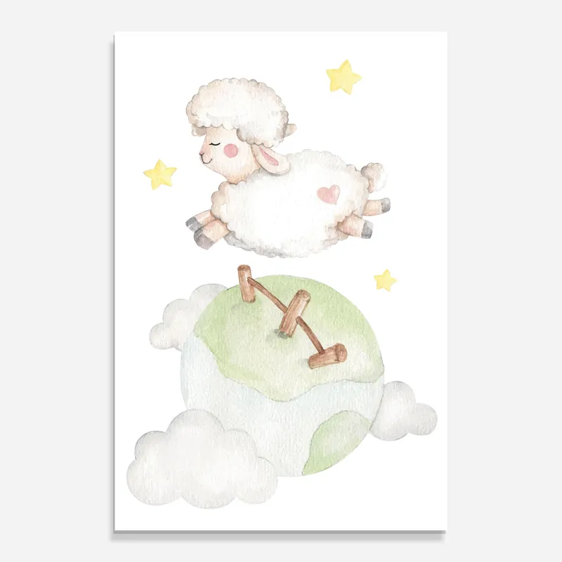 Zertifiziert Glasbild Sheep Jump