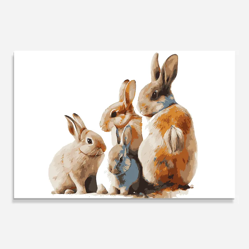 Glasbild Bunny Family Schnäppchen