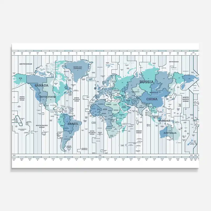Aktuell Glasbild Blue Green Map